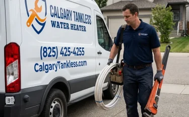 Calgary Tankless Water Technician Unloading